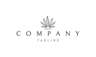 A vector logo with an abstract image of cannabis leaves in the form of a blazing fire. - obrazy, fototapety, plakaty