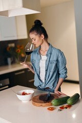 The Beauty of a Young Female Cook: A Healthy Breakfast in a Modern Kitchen