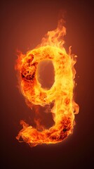 fire number 9 made of fire flames. number nine symbol. isolated on black. hot red and orange symbol