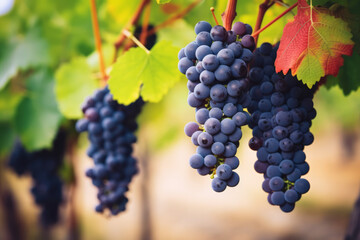 Fototapeta premium red wine grapes on grapevine in Tuscany, Italy