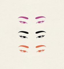 Illustrated set of asian eyes