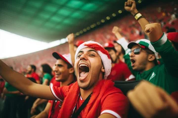 Rolgordijnen Soccer football sport fans cheering in stadium © blvdone