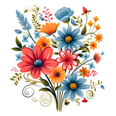 Fototapeta na wymiar Flowers cartoon vector whie background clipart