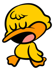 Cartoon illustration of Little Duck take a nap. Best for sticker, logo, and mascot with farm themes for kids