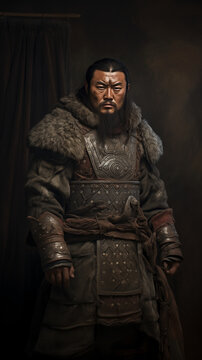 portrait of a ancient mongolian warrior