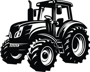 Black and White Tractor Silhouette Illustration Vector © Shineoxstock