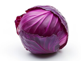Fototapeta premium Red cabbage isolated on white background. Minimalist style. 