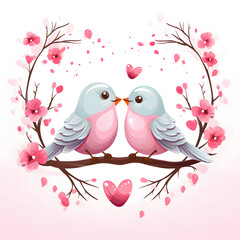 Love Birds cartoon vector whie background clipart