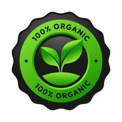 100% Organic Badge Label, Seal Sticker logo,Organic icon. logo. Healthy, Logo natural, for use in the food, pharmaceutical and fertilize