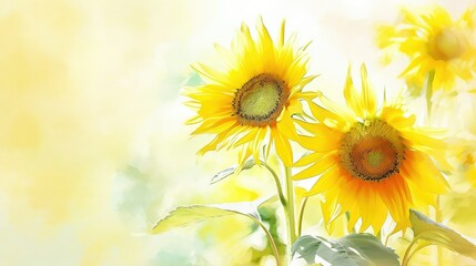 Obraz premium Sunflowers background in the evening gentle sun.