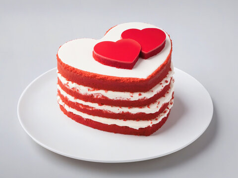 layer cake with red hearts for Valentines Day