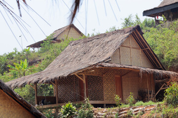 environmentally friendly Baduy house construction with bamboo walls and roofs with sago leaves and palm fiber