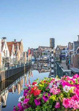 View of the port and boats in the city of Lemmer, Netherlands, 20 May 2022

