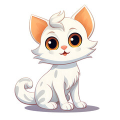Cute Cat cartoon vector whie background clipart