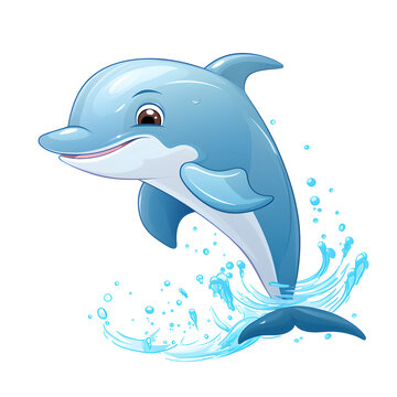 Cute Dolphin cartoon vector whie background clipart