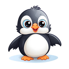 Cute Penguin cartoon vector whie background clipart
