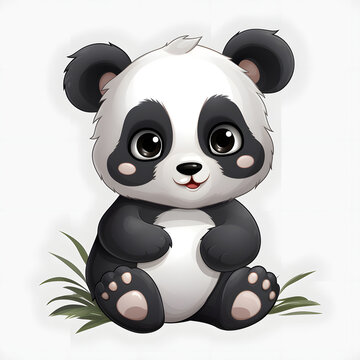 Cute Panda cartoon vector whie background clipart