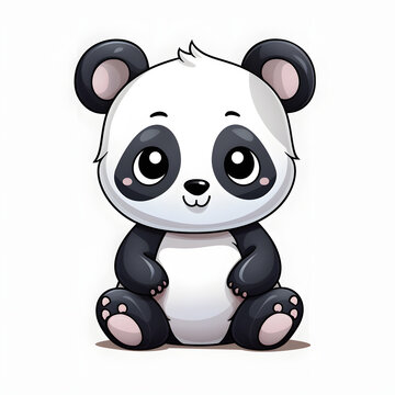 Cute Panda cartoon vector whie background clipart