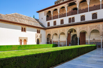 Court of the Myrtles in Nasrid Palace in Alhambra, Granada, Spain