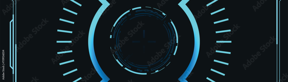 Poster abstract futuristic background with futuristic elements and blue circle round glowing technology sci