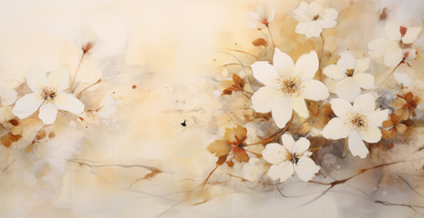 Watercolor spring flowers background
