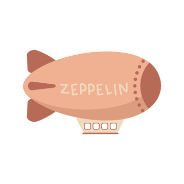 recommend clip art: Aerostat with the inscription Zeppelin. Perfect print for poster, card, sticker. Isolated vector illustration for decor and design.