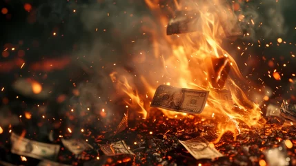 Fotobehang 燃える紙幣  © fumoto-lab