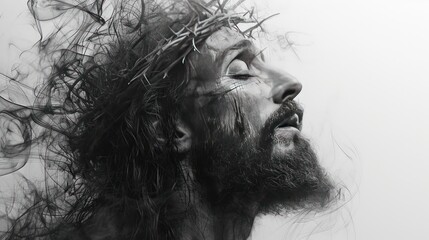 Fototapeta premium Jesus wearing crown made of thorns