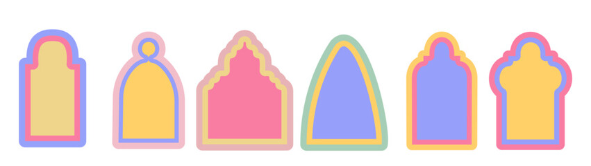 Islamic silhouettes doors, Arabic windows template, Boho style shields