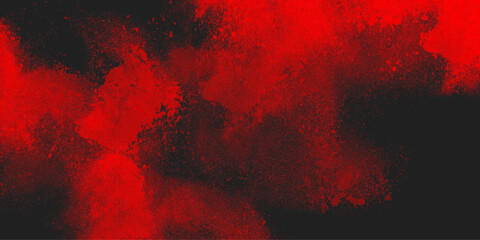 Red Black messy painting wall background spray paint,backdrop surface glitter art liquid color splatter splashes watercolor on.water splash spit on wall.vivid textured.
 - obrazy, fototapety, plakaty
