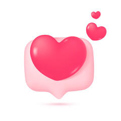 bright heart on speech text box The concept of delivering love to couples. 3D vector illustration
