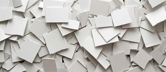 White cutout cardboard pieces in a pile. - obrazy, fototapety, plakaty