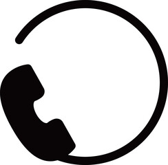 電話と電話線の円形のシルエットアイコン