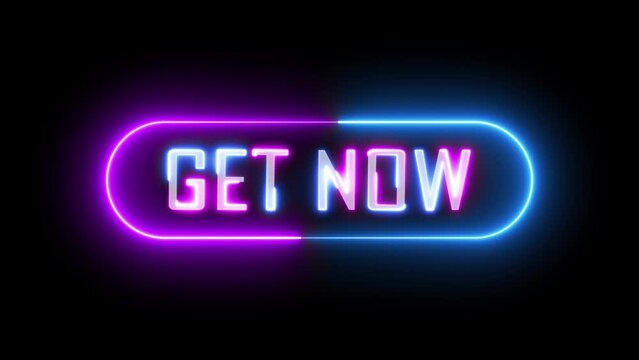 get now animation get now neon click the get now button 4k alpha looping