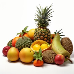 Naklejka na ściany i meble A composition of tropical fruits - pineapples, mangoes, and papayas - arranged in an enticing display - Generative AI
