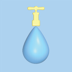 World water day concept. Realistic 3d object cartoon style. Vector colorful illustration.