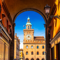 View of the city of Bologna. A city of long street galleries and leaning medieval towers. Italy © proslgn