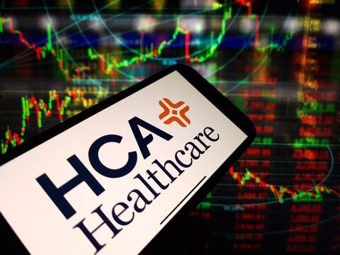 Konskie, Poland - January 13, 2024: HCA Healthcare company logo displayed on mobile phone