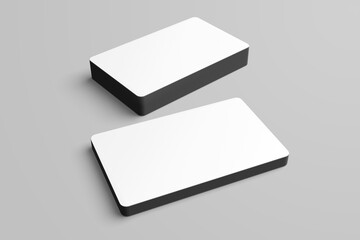 Two stacks of white business cards
