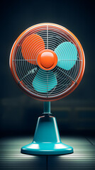 a fan with a blue base