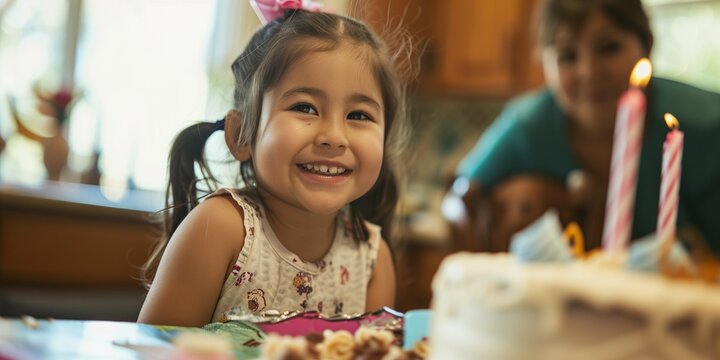girl celebrates 4th birthday at home with family