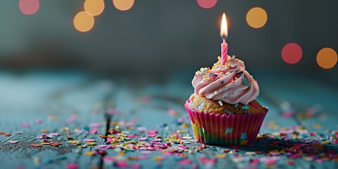 A pink birthday party cupcake