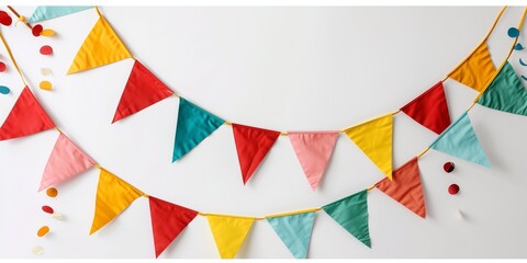 Bunting flags on white background