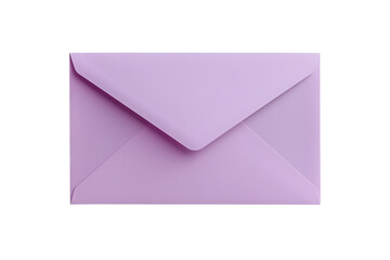 Blank  light purple envelope mockup isolated on transparent background. PNG file.