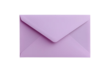 Blank  light purple envelope mockup isolated on transparent background. PNG file.
