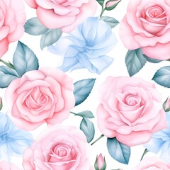 Roses background for Valentine's Day and Wedding with seamless pattern