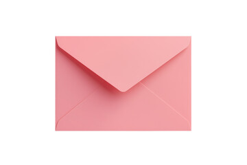 Blank pastel pink envelope mockup isolated on transparent background. PNG file.