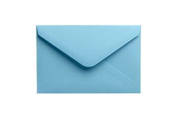Blank light blue envelope mockup isolated on transparent background. PNG file.