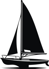 Sailing Boats  Silhouette  Illustration Vector