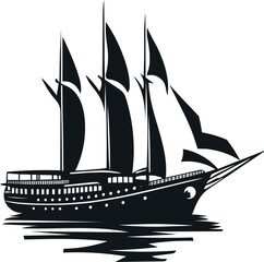 Sailing Boats  Silhouette  Illustration Vector